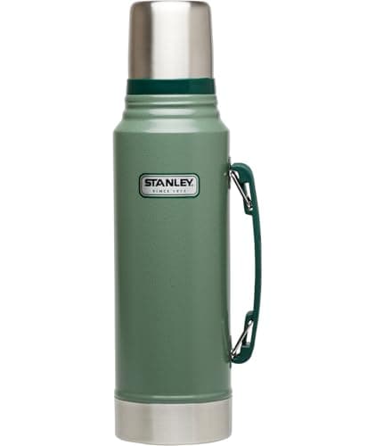STANLEY Heritage Classic Vacuum 1.1 qt Bottle with Handle, Hammertone Green | Insulated Stainless Steel Thermal Bottle | Wide Mouth with Leakproof Cup Lid | Thermos Keeps Liquids Hot or Cold | BPA-Free