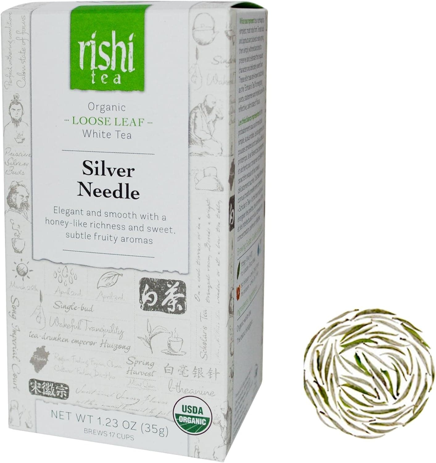 Rishi Tea Organic Loose Leaf White Tea Silver Needle - 1.23 oz