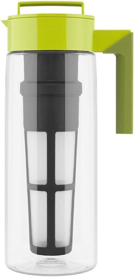 Takeya Flash Chill Iced Tea Maker Jug with Silicone Carry Handle, 2 Quart, Avocado