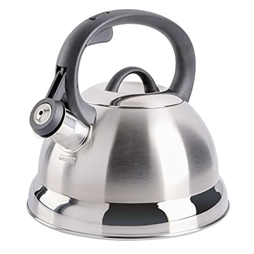 Mr. Coffee Flintshire 1.75-Quart Stainless Steel Whistling Tea Kettle - Brushed Satin Finish Stove-Top Kettle for Boiling Water