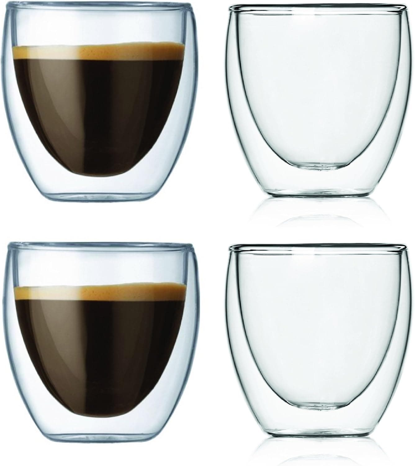 TEASOL 8oz Crystal Clear Double Wall Glass Cup Insulated Set of 4