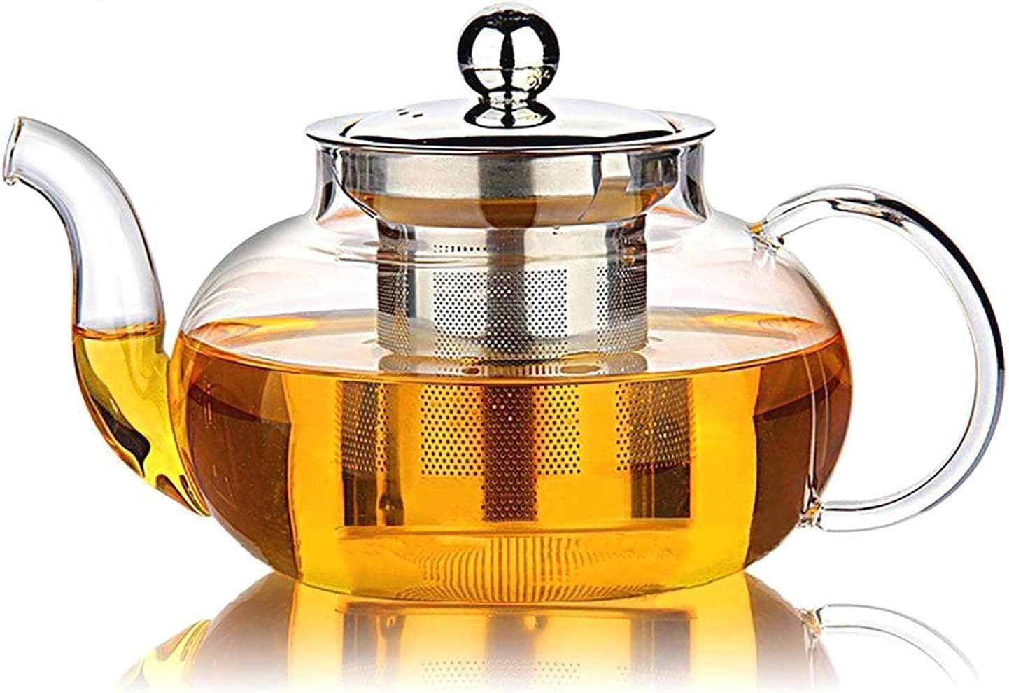 Hiware Glass Teapot with Stainless Steel Infuser & Lid, Borosilicate Stovetop Safe, 27oz
