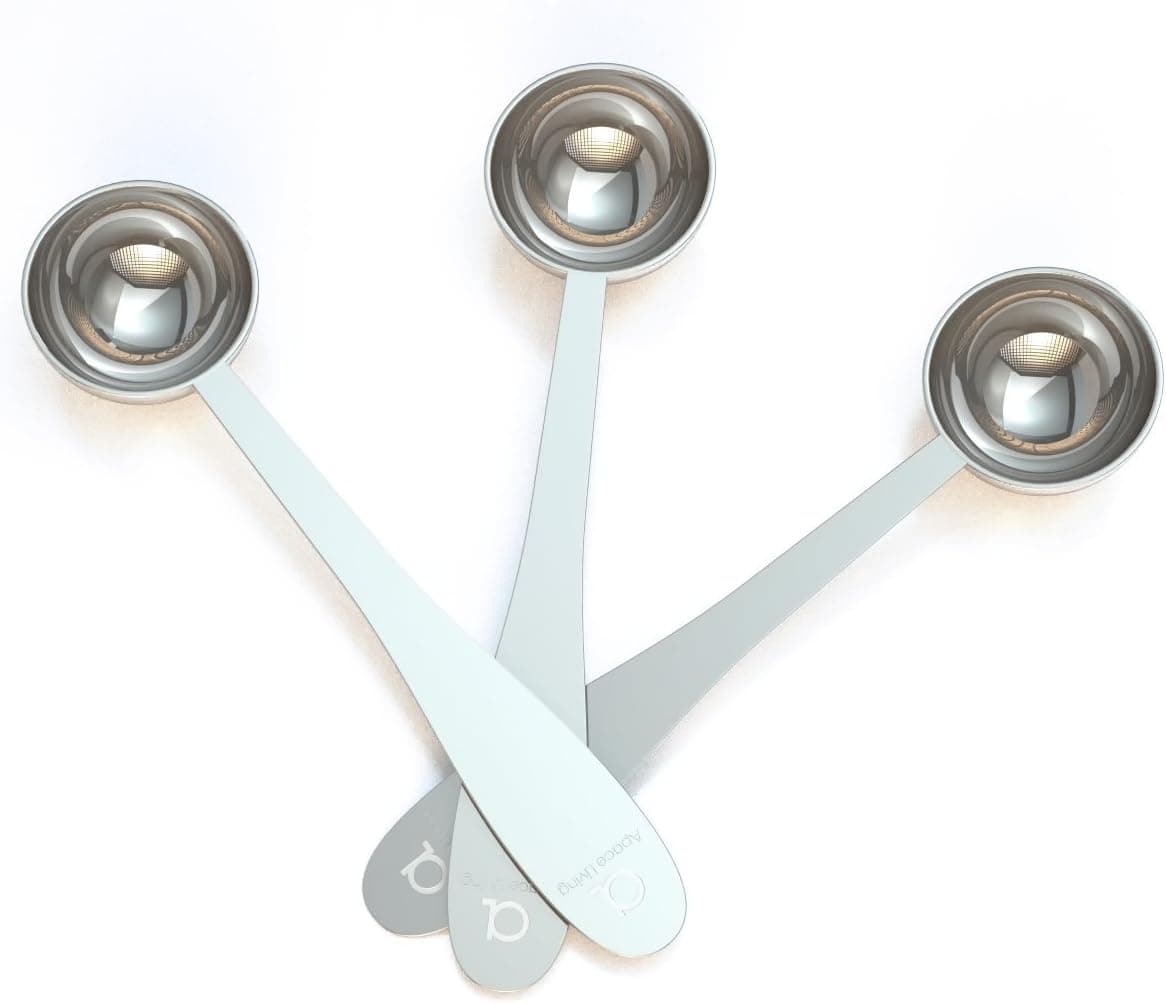 Apace Living Tea Scoop (Set of 3), Stainless Steel Measuring Spoons for Loose Leaf Tea, M, Silver