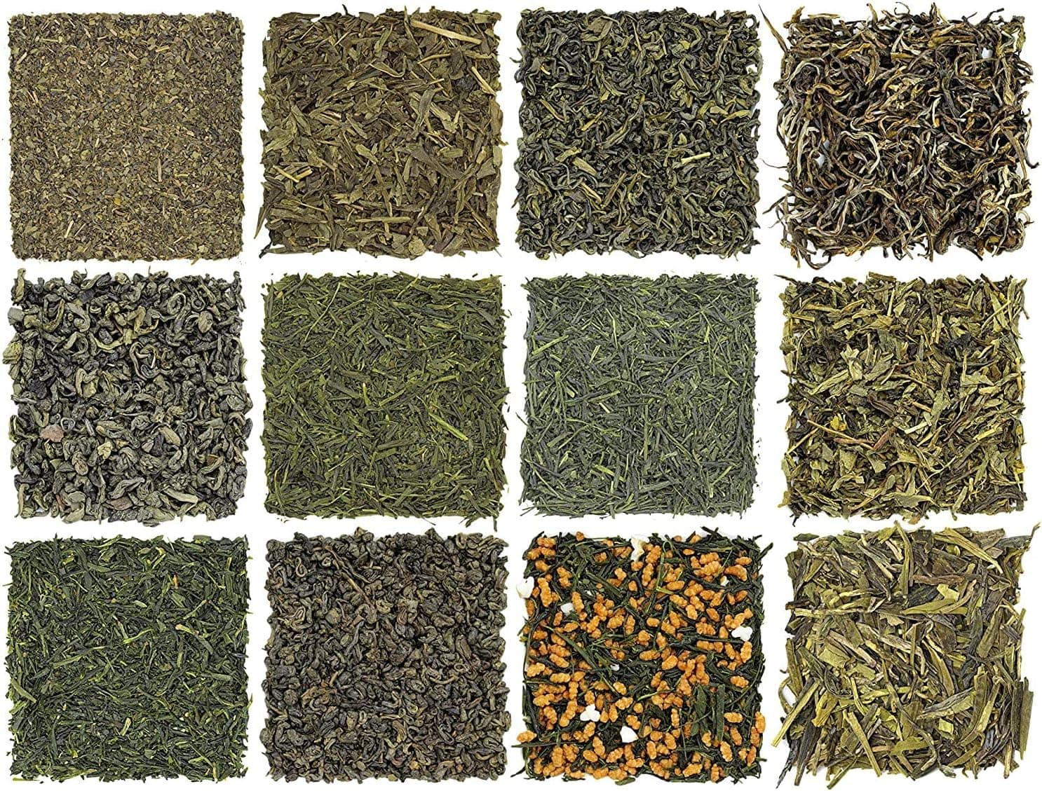Solstice Loose Leaf Green Tea Sampler (12-Tea Variety Set) - Gunpowder, Dragonwell, Genmaicha, Sencha, Young Hyson