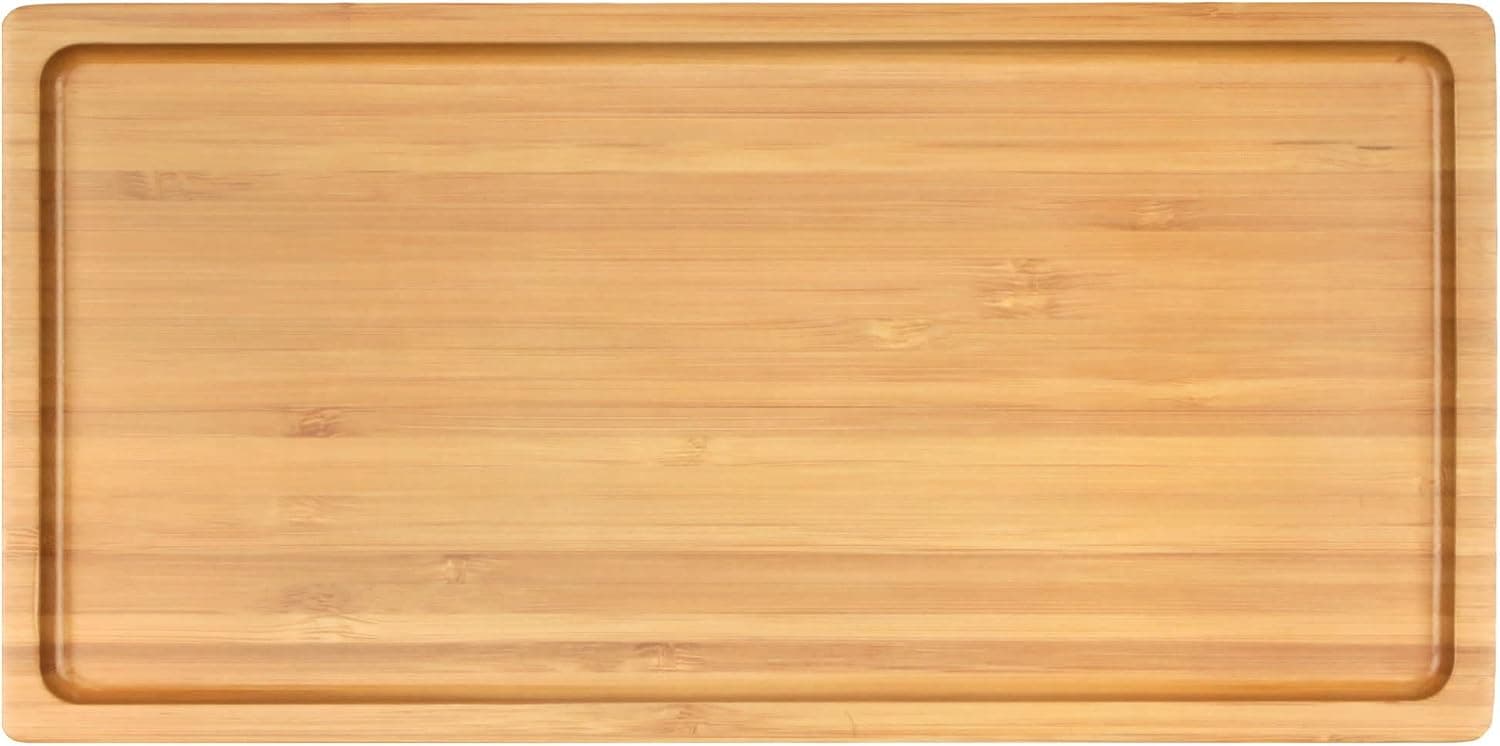 BambooMN Organic Bamboo Serving Tray, Tea Serving, Rounded Edges 11x5.5x0.6