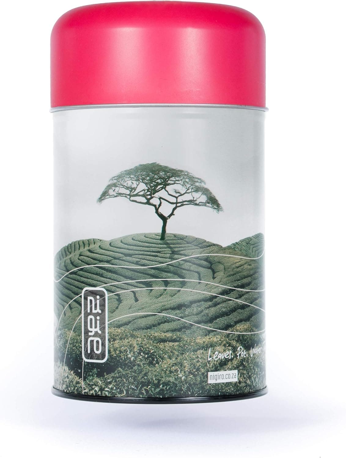 Tea Storage Canister Tin (3.4 x 6 inch), Red, Double Lid Airtight Seal Container