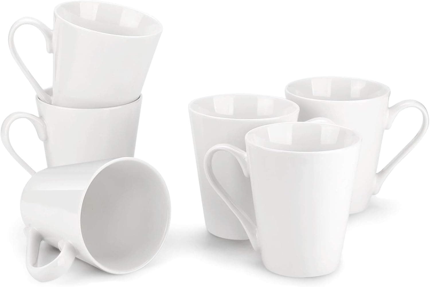 MIWARE 10 Ounce Porcelain Mugs, Set of 6, Tea and Coffee Mug Set, Ivory White