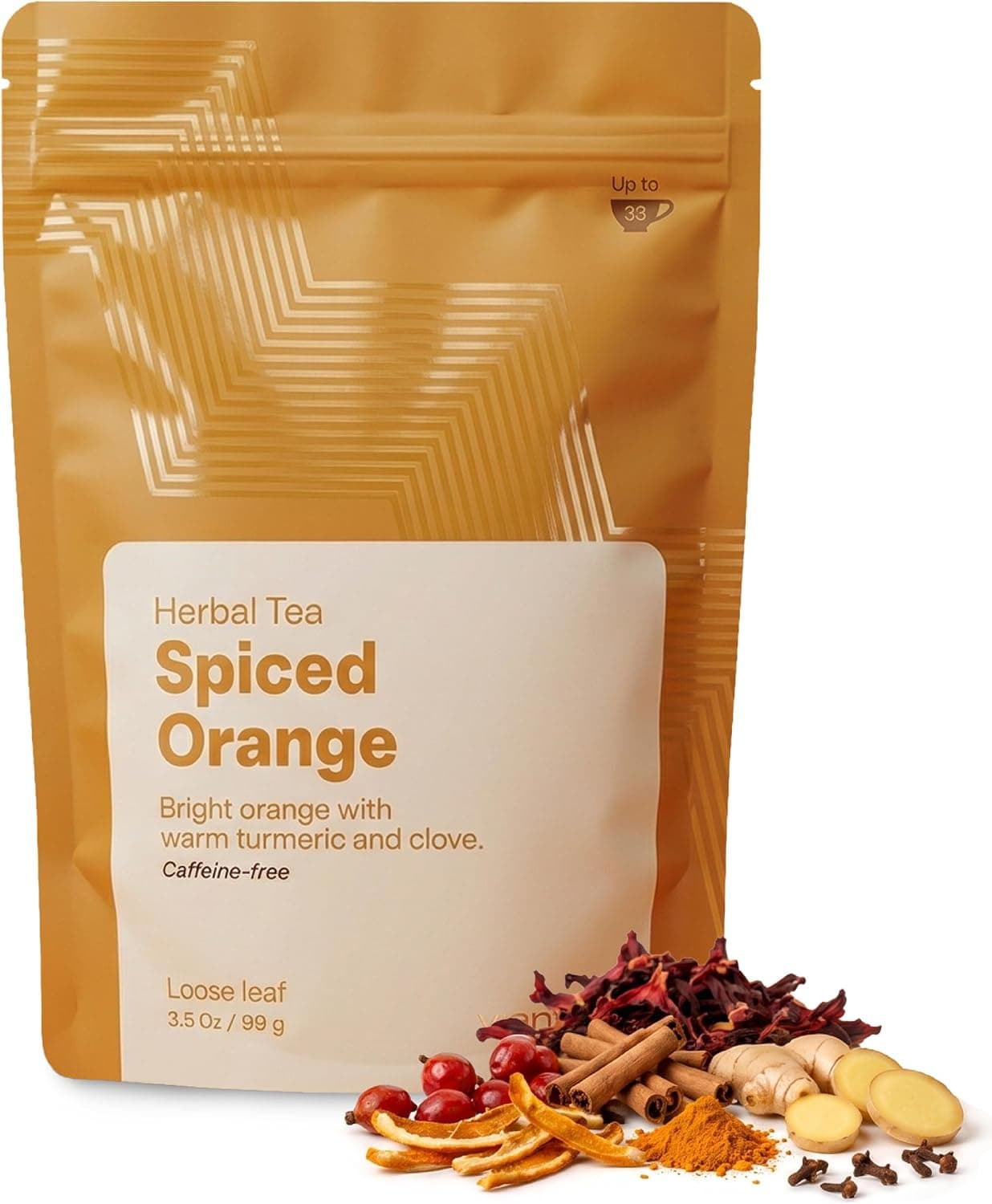 Viante Spiced Orange Caffeine Free Herbal Tea, Loose Leaf Hibiscus Blend, 3.5 oz
