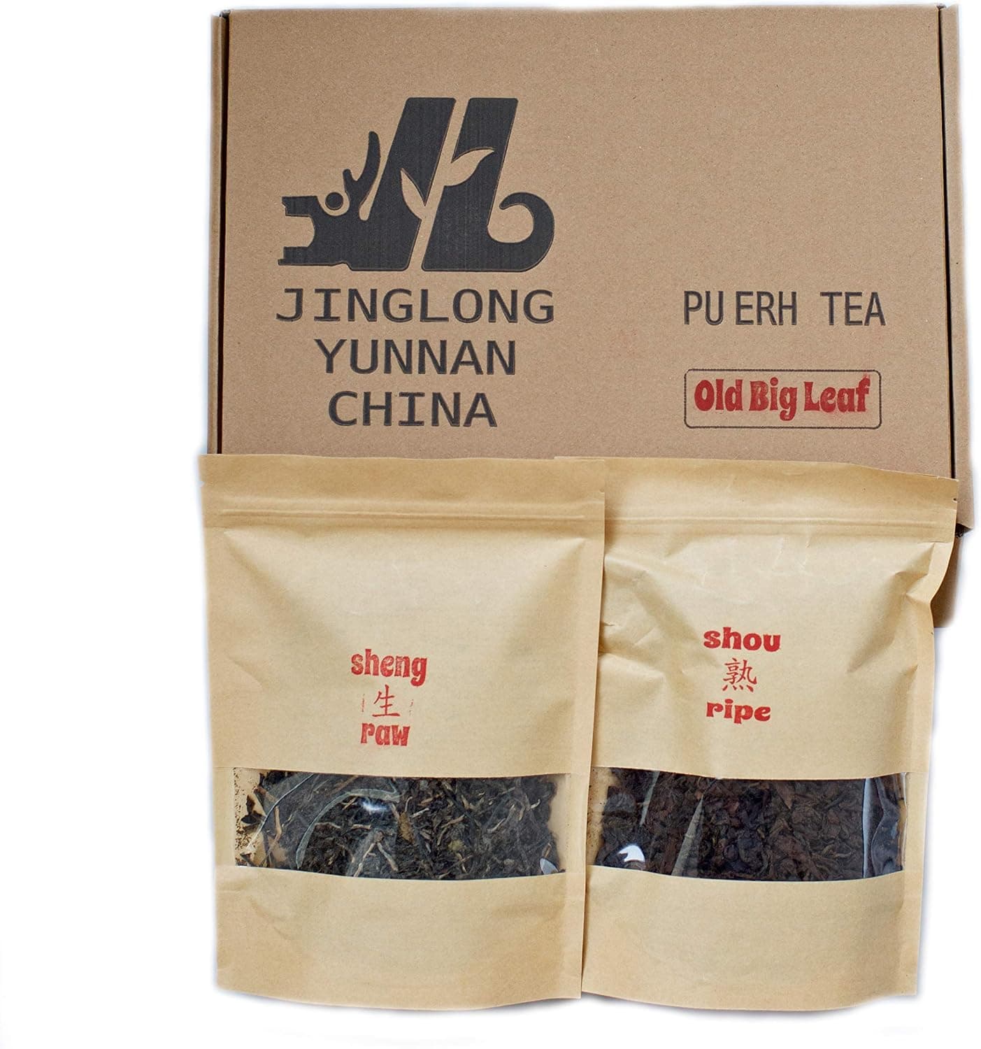 Jinglong Tea Factory Old Big Leaf Loose Leaf Pu-erh Tea, Ripe and Raw Sampler