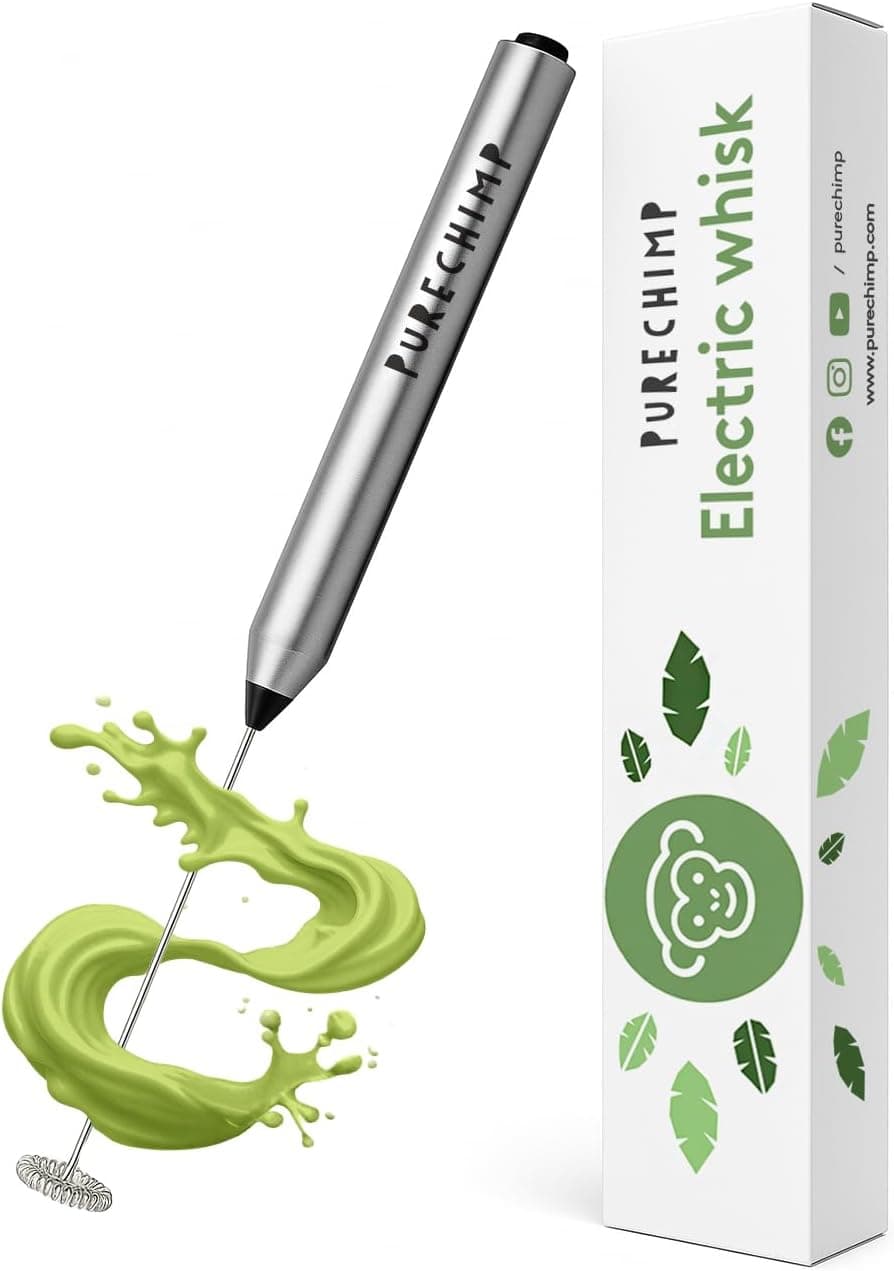 PureChimp Matcha Whisk - Stainless-Steel Handheld Mixer and Electric Milk Frother