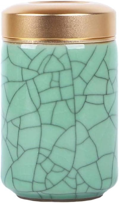 Tea Tins Caddy 2PCS Canister Set with Airtight Lids Porcelain (Army Green, 4 Inch)