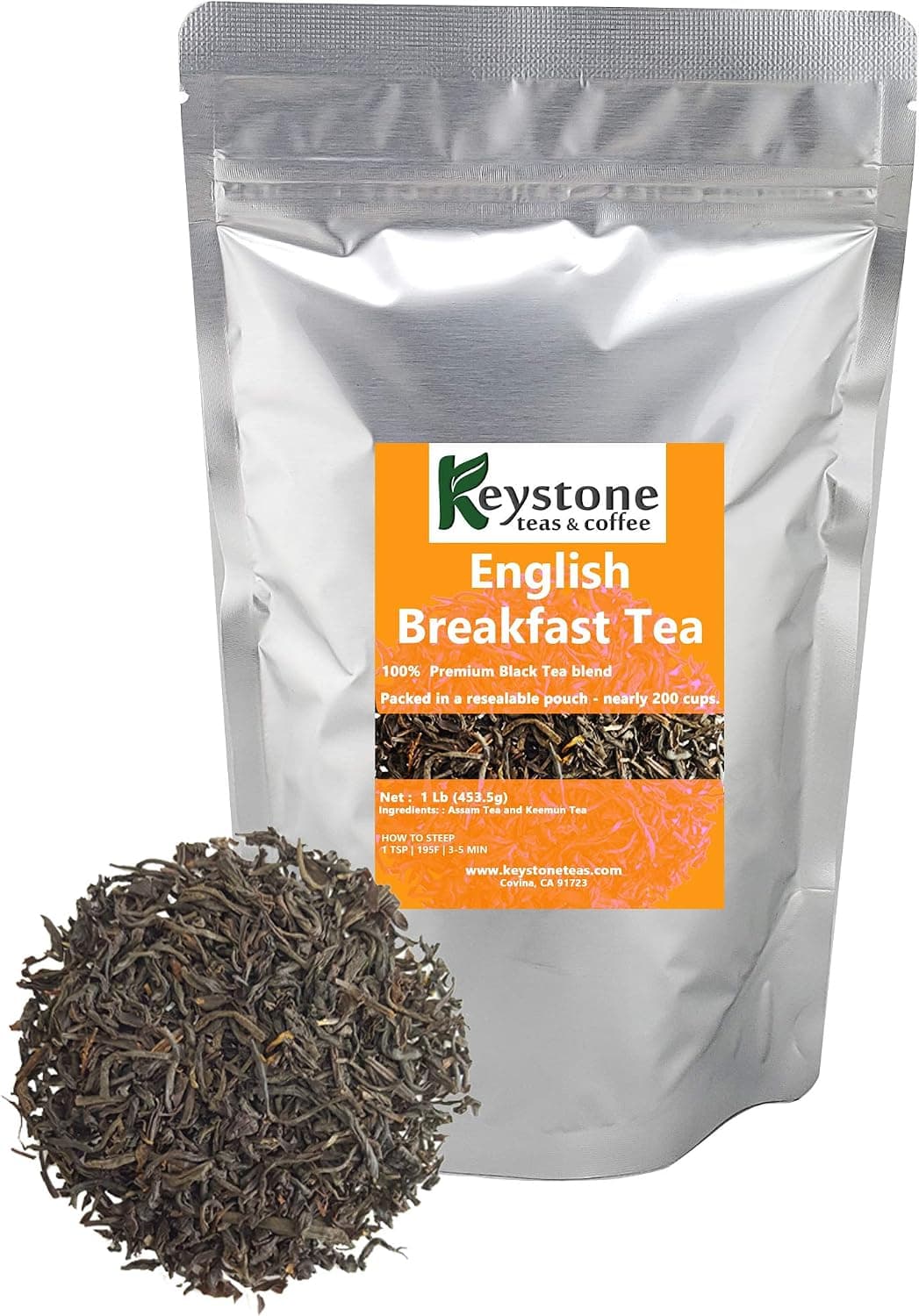 English Breakfast Loose Leaf Tea, 1lb Pouch - Premium Black Tea Blend of Assam and Keemun