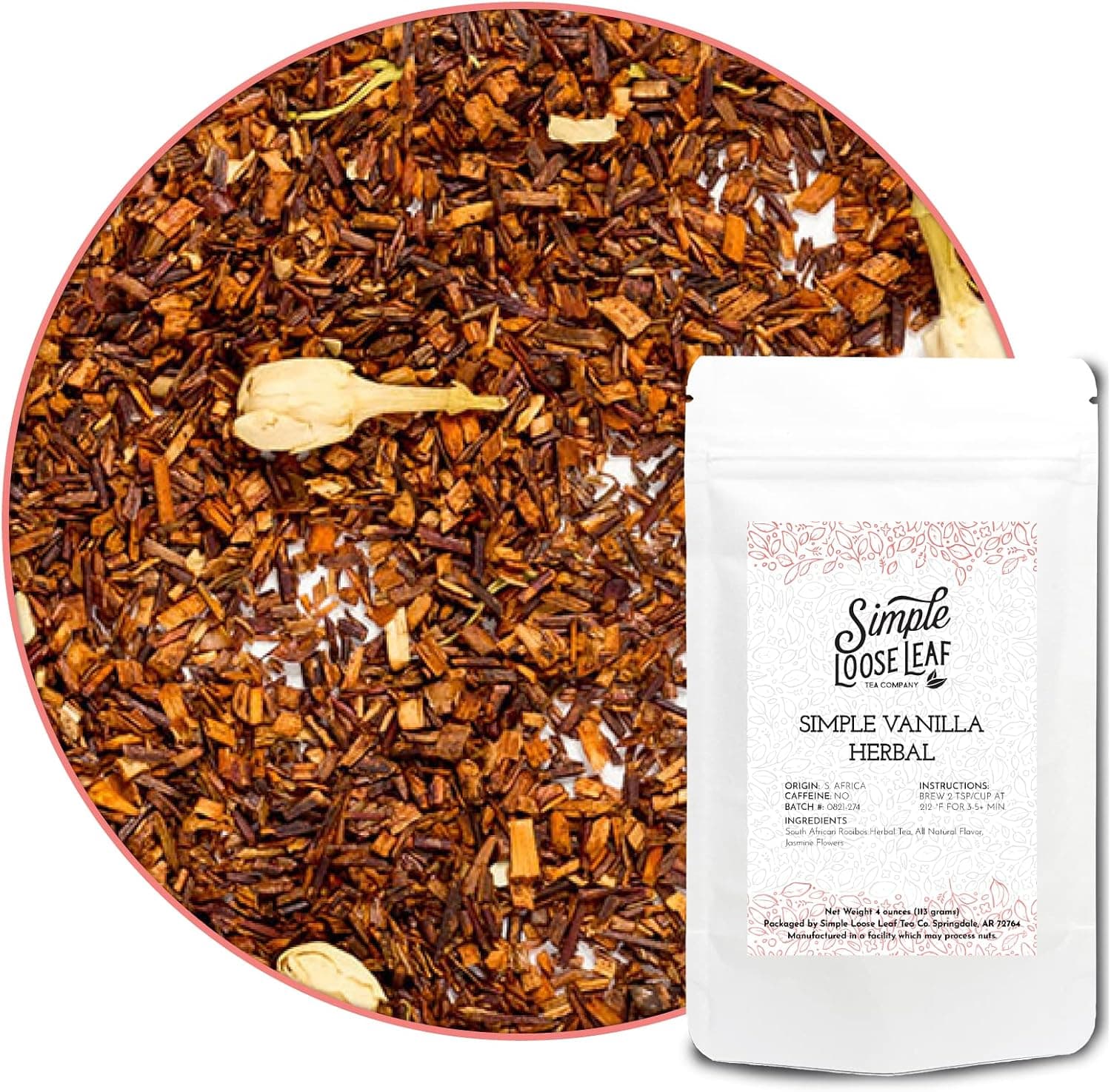 Simple Loose Leaf Vanilla Herbal Tea - Premium Loose Leaf, Caffeine Free, 4 oz