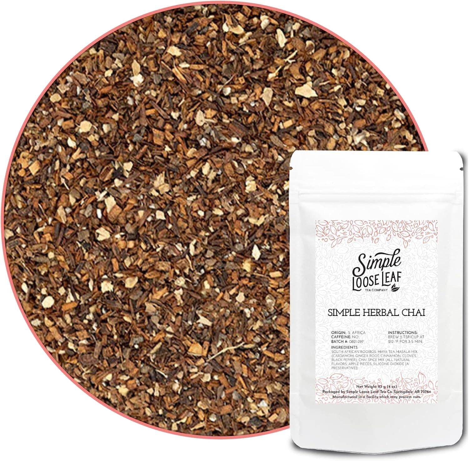 Simple Loose Leaf Herbal Chai Tea - Premium Loose Leaf, Caffeine Free, 4 oz