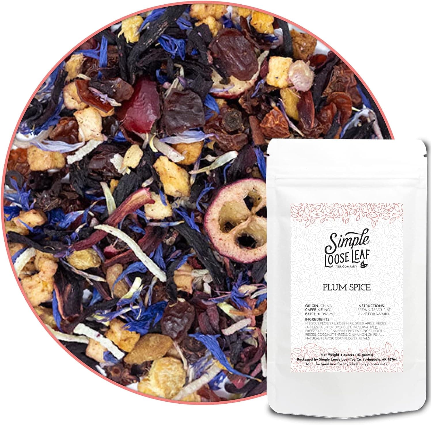 Simple Loose Leaf Plum Spice - Premium Loose Leaf Herbal Tea, Caffeine Free, 4 oz