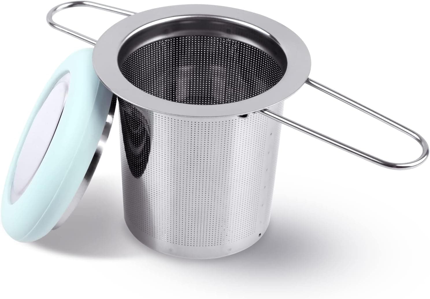Fenshine Tea Infuser Stainless Steel Tea Strainer, Folding Handle Extra Fine Mesh Basket with Lid