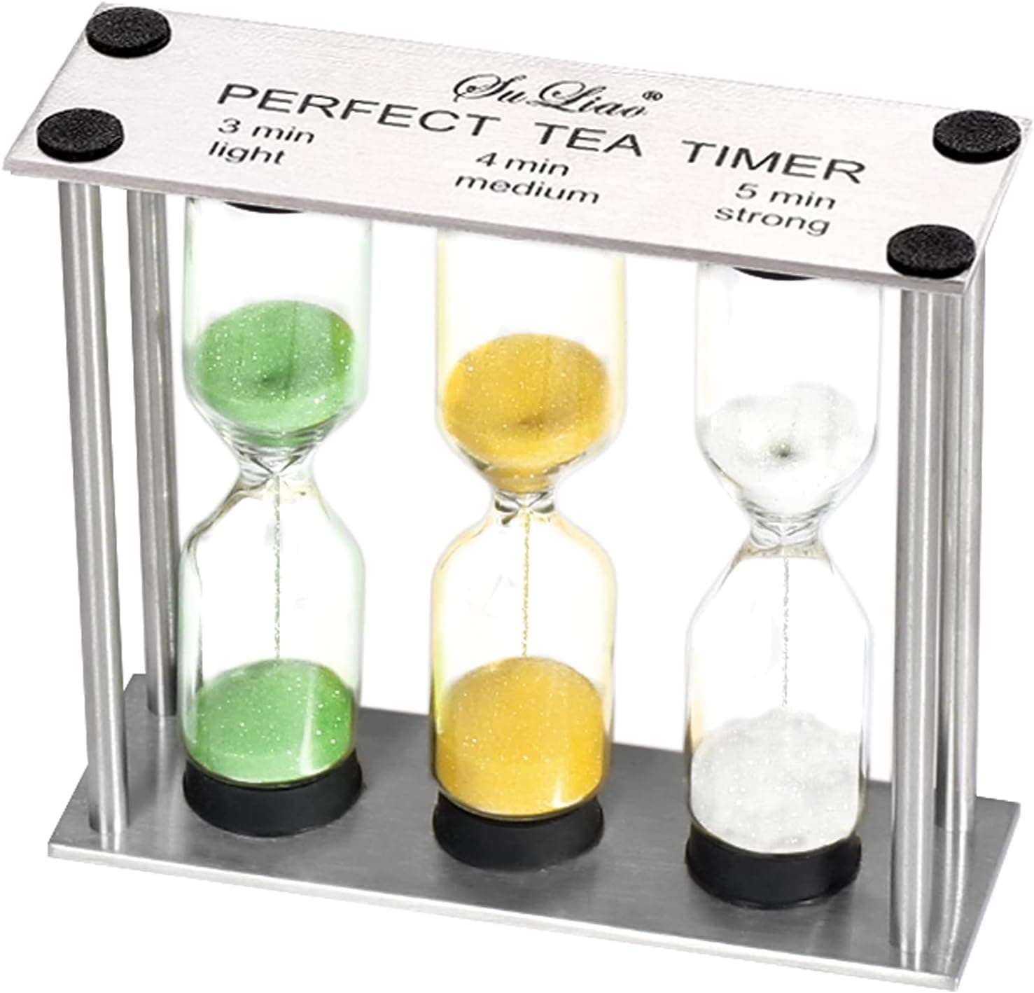 SuLiao Tea Multi-Timer Metal Sand Clock Three-In-One Hourglass, Green & Orange