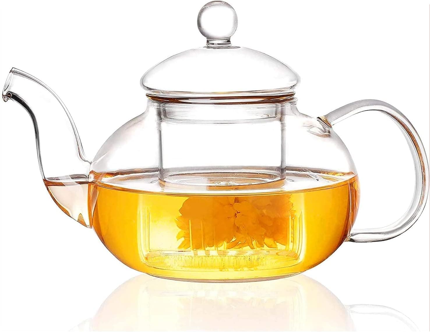 Cobesyood Small Glass Teapot with Infuser, Stovetop Safe Blooming & Loose Leaf Tea Maker (13.5oz)