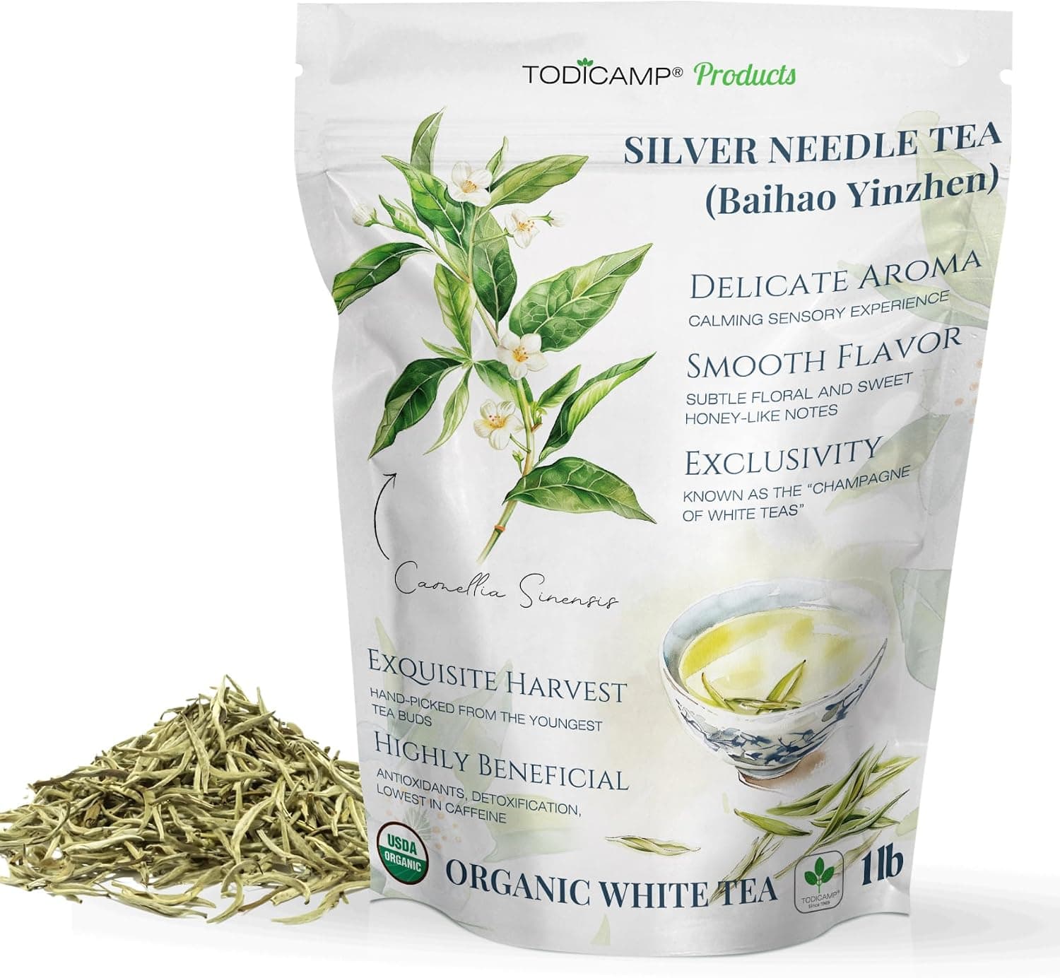 TODICAMP Organic Silver Needle White Tea - 1 lb Loose Leaf