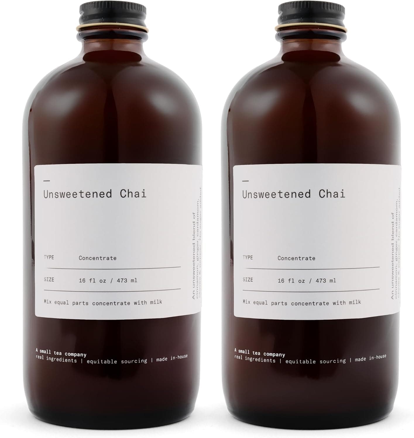 Dona Unsweetened Chai Concentrate (16oz Bottle Two Pack) Liquid Chai Tea Concentrate