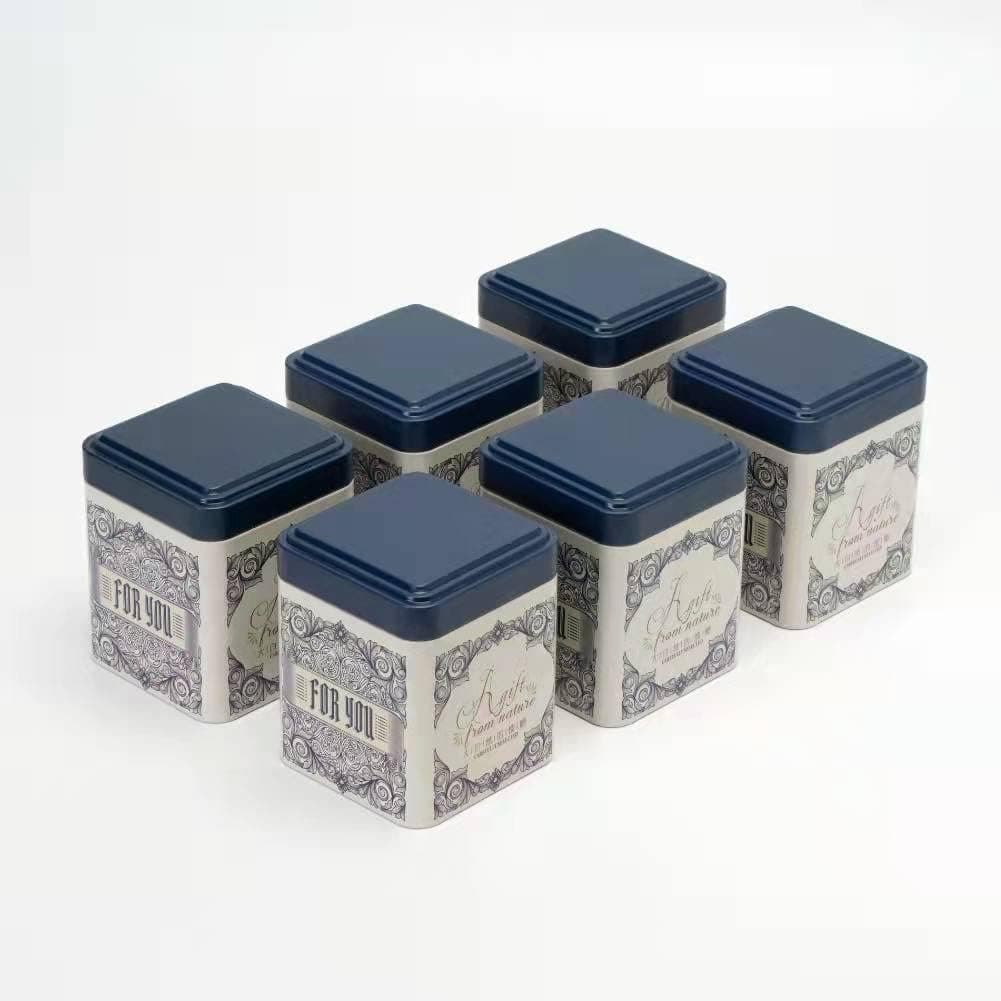 Tea Tins Canister with Airtight Single Lids for Loose Tea, 6 pc, Blue