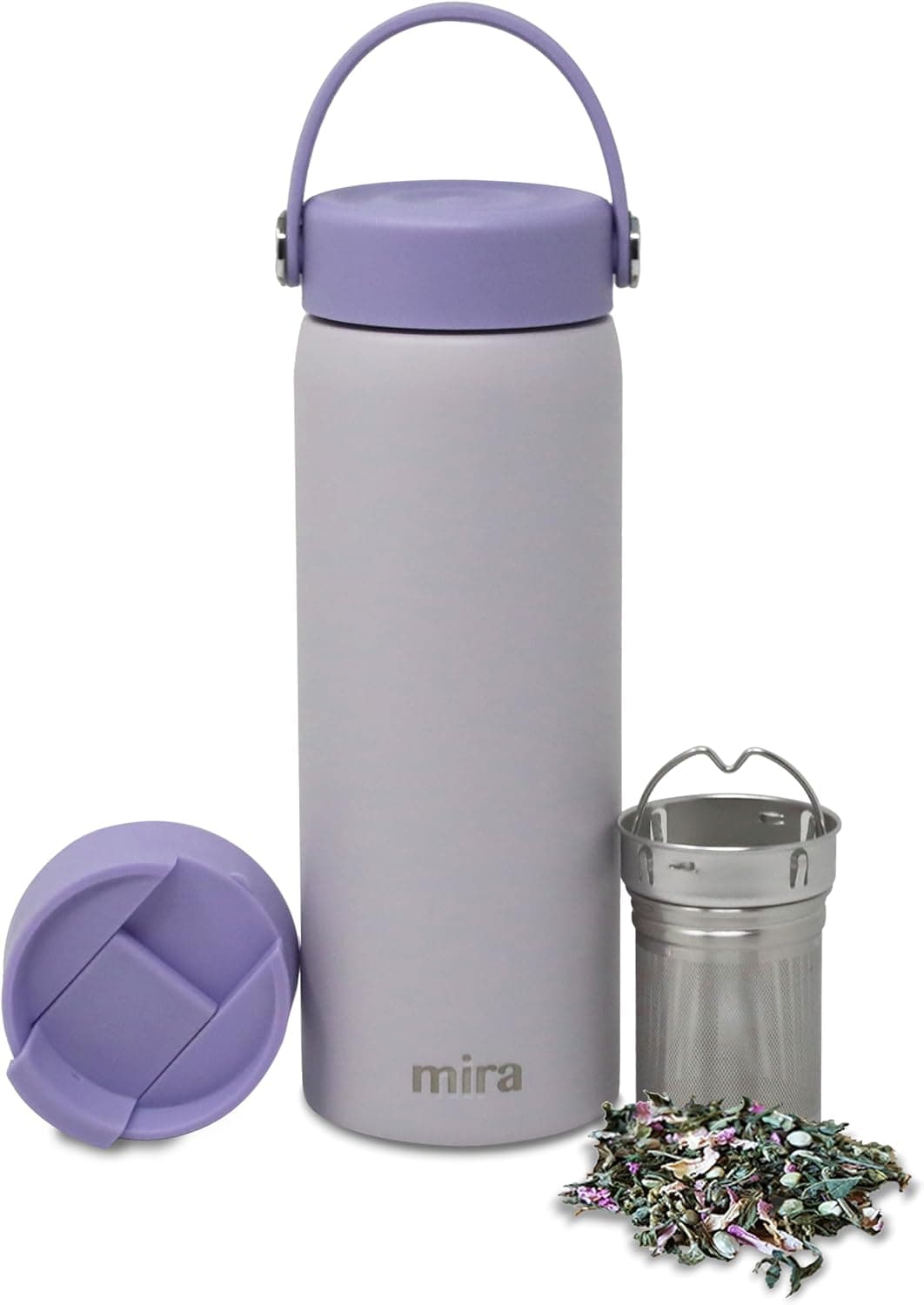 MIRA 18 oz Tea Infuser Thermo - Stainless Steel Travel Bottle with Removable Strainer - Punch Pink
