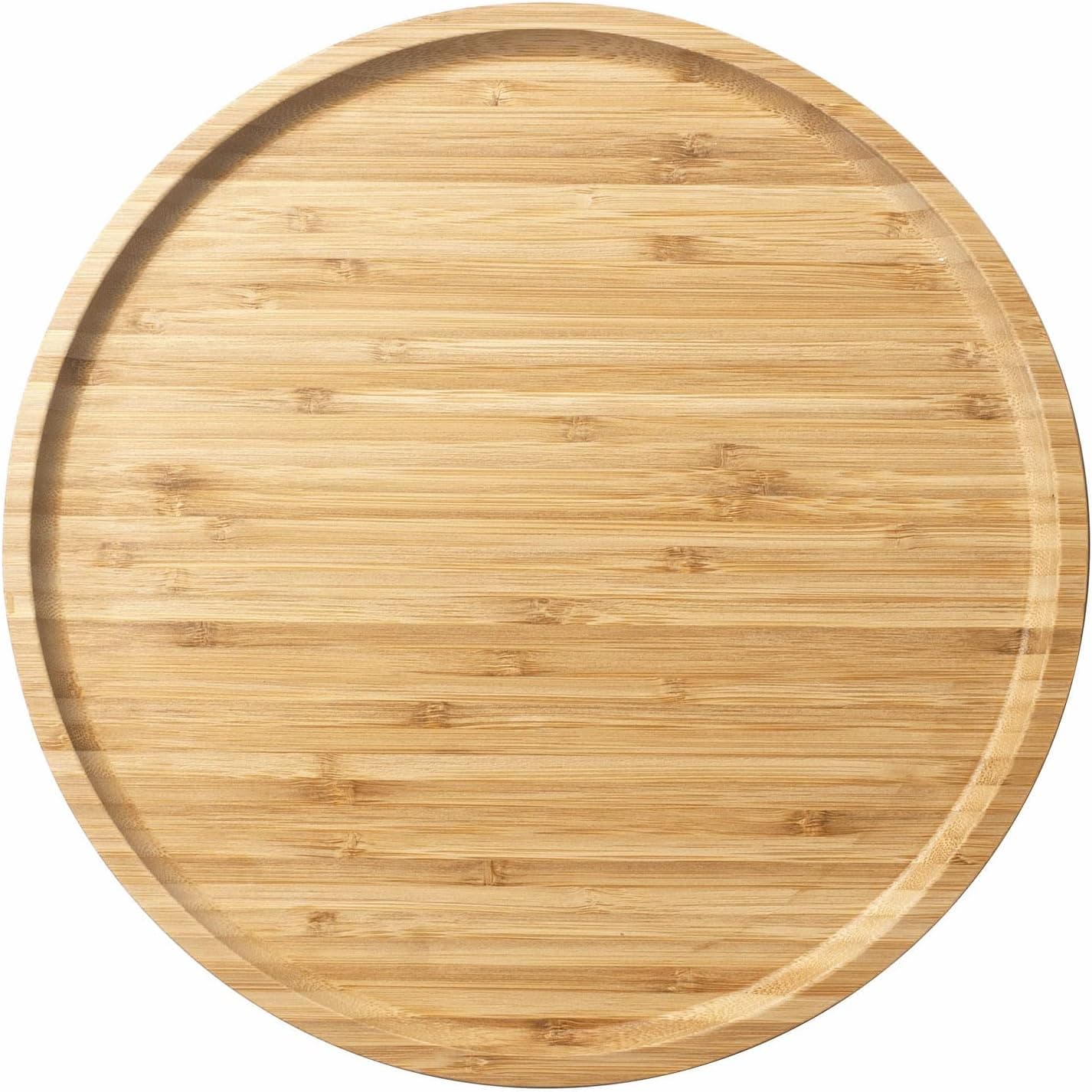 Bamboo Serving Platter, Round Wood Tray, Charcuterie Board, 11.8 inch