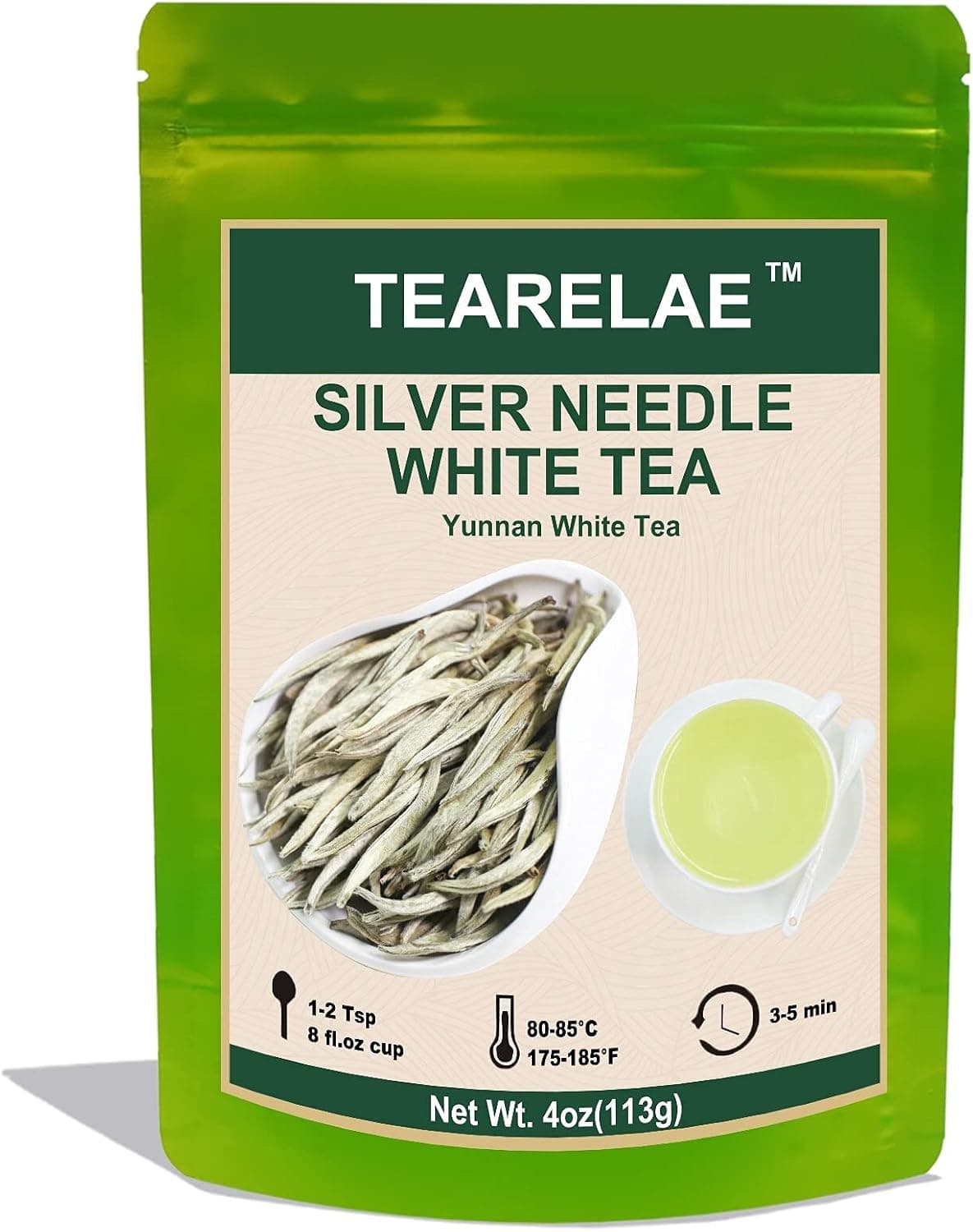 TEARELAE Silver Needle White Tea Loose Leaf - 4oz/113g - Yunnan Bai Hao Yin Zhen