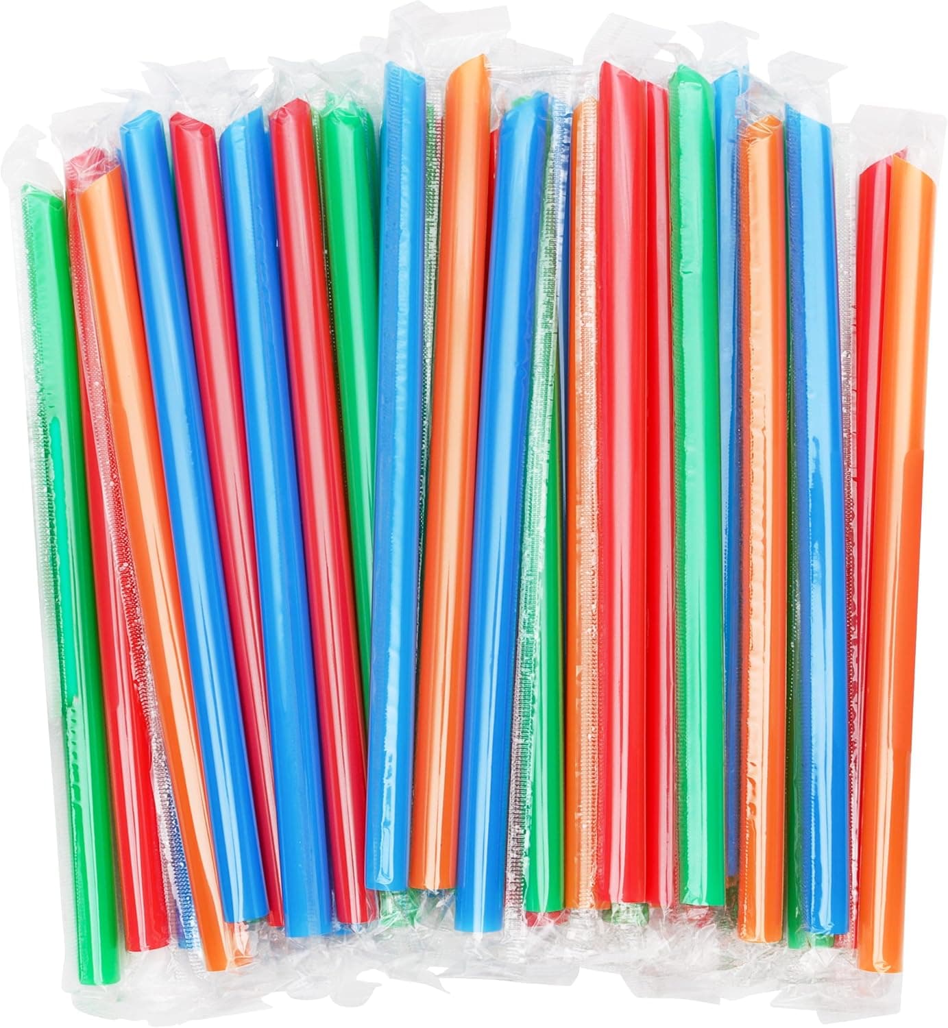 LL Products 50 Individually Wrapped Boba Straws, Multi Color Disposable Wide-mouthed Large Straws