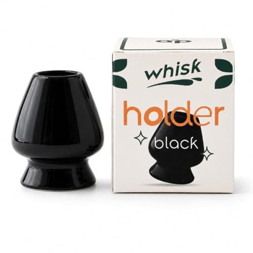 Aprika Life Matcha Whisk Holder Black, Ceramic Chasen Stand for Bamboo Whisk, Japanese Tea Ceremony Accessory