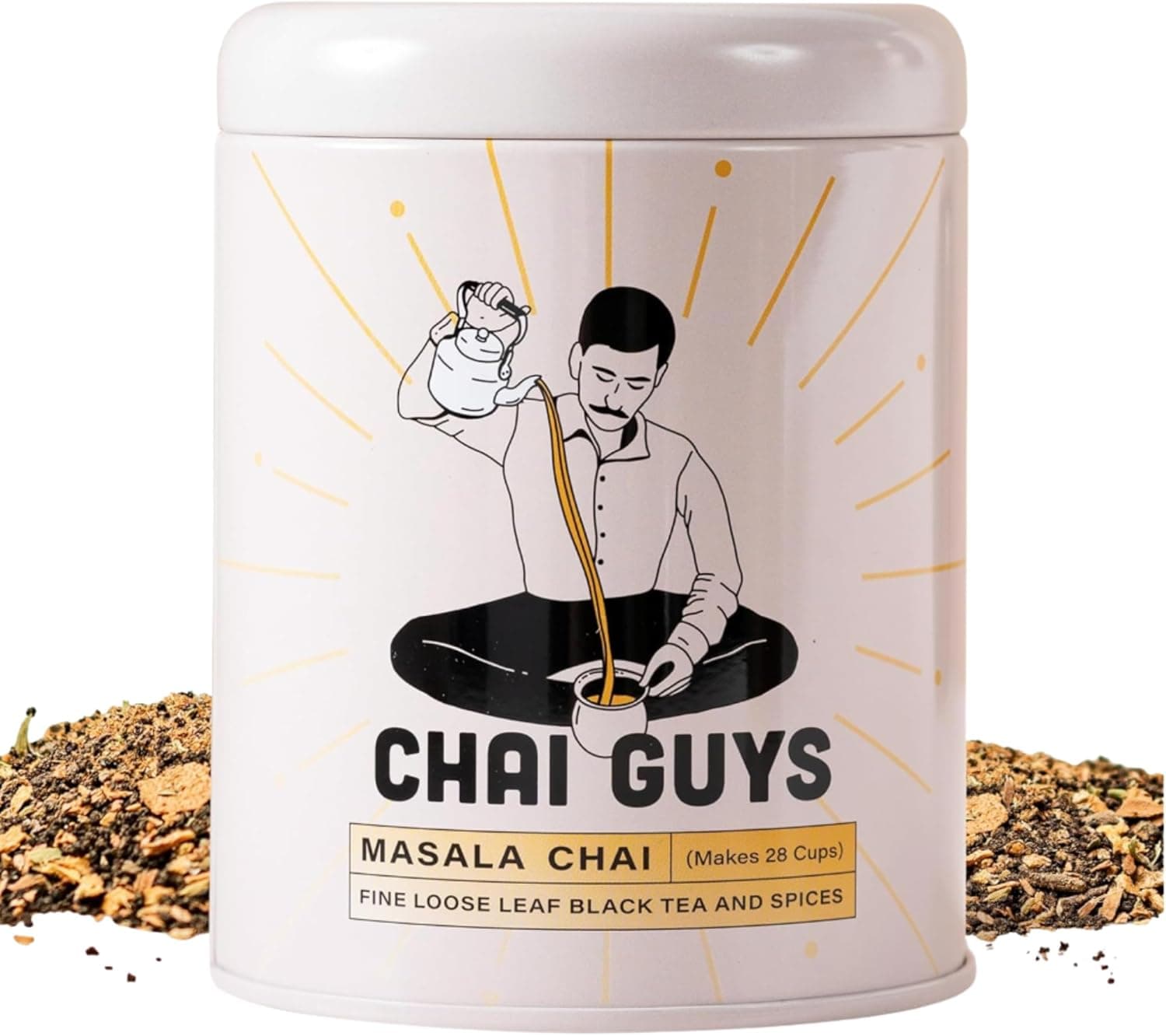 Chai Guys Masala Chai - Loose Leaf Black Tea with Cardamom, Cinnamon, Ginger, 7oz Tin