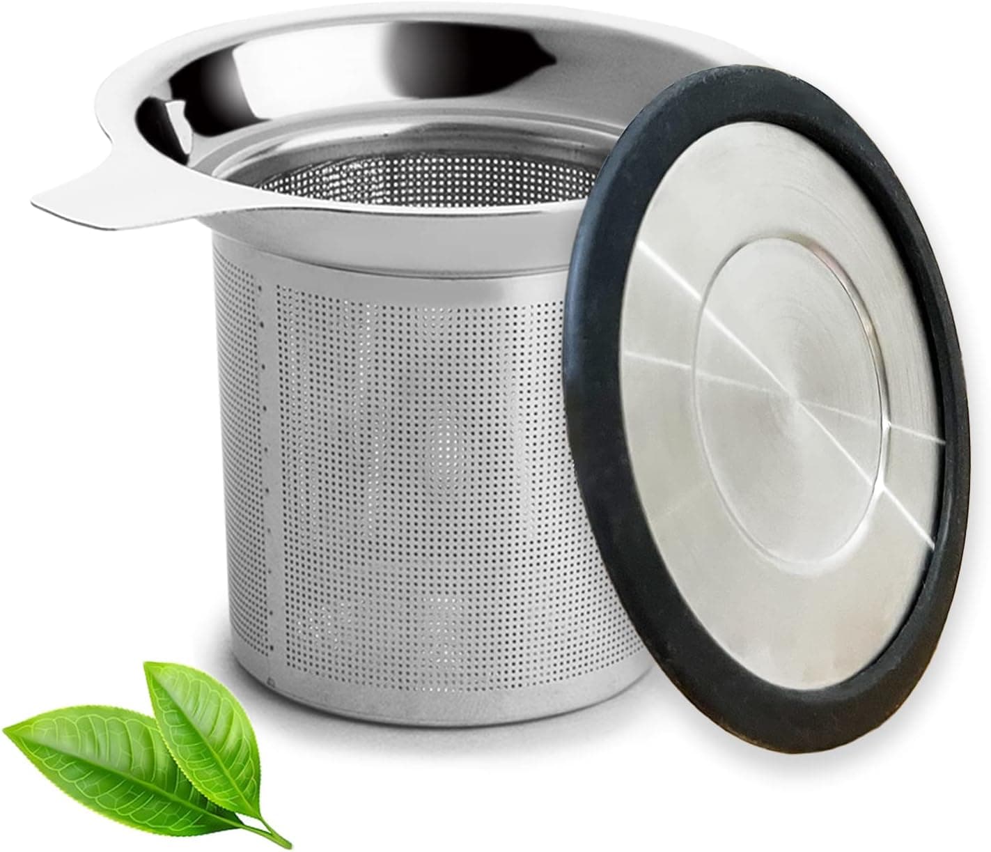 Tea Infuser, Extra Fine Mesh Tea Strainer with Silicone Lid, 304 Stainless Steel Basket Filter