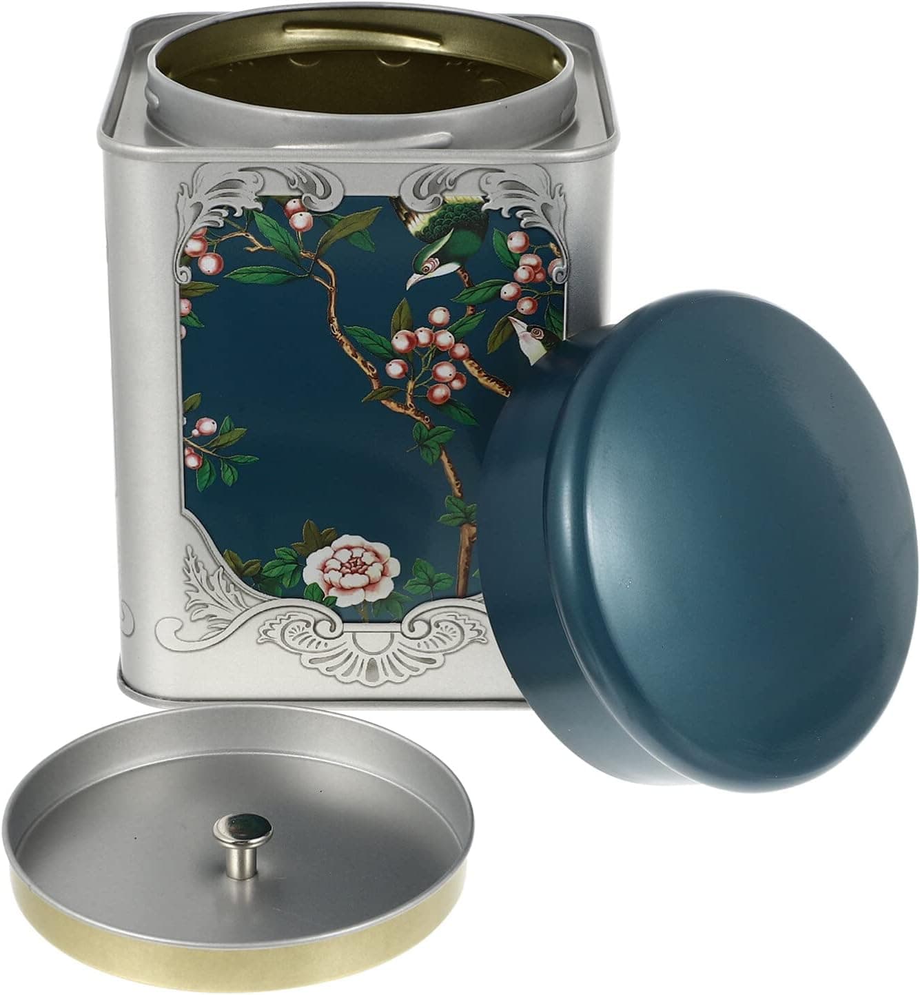 Hemoton Airtight Loose Leaf Tea Canister 4Oz Square Tinplate Storage Container