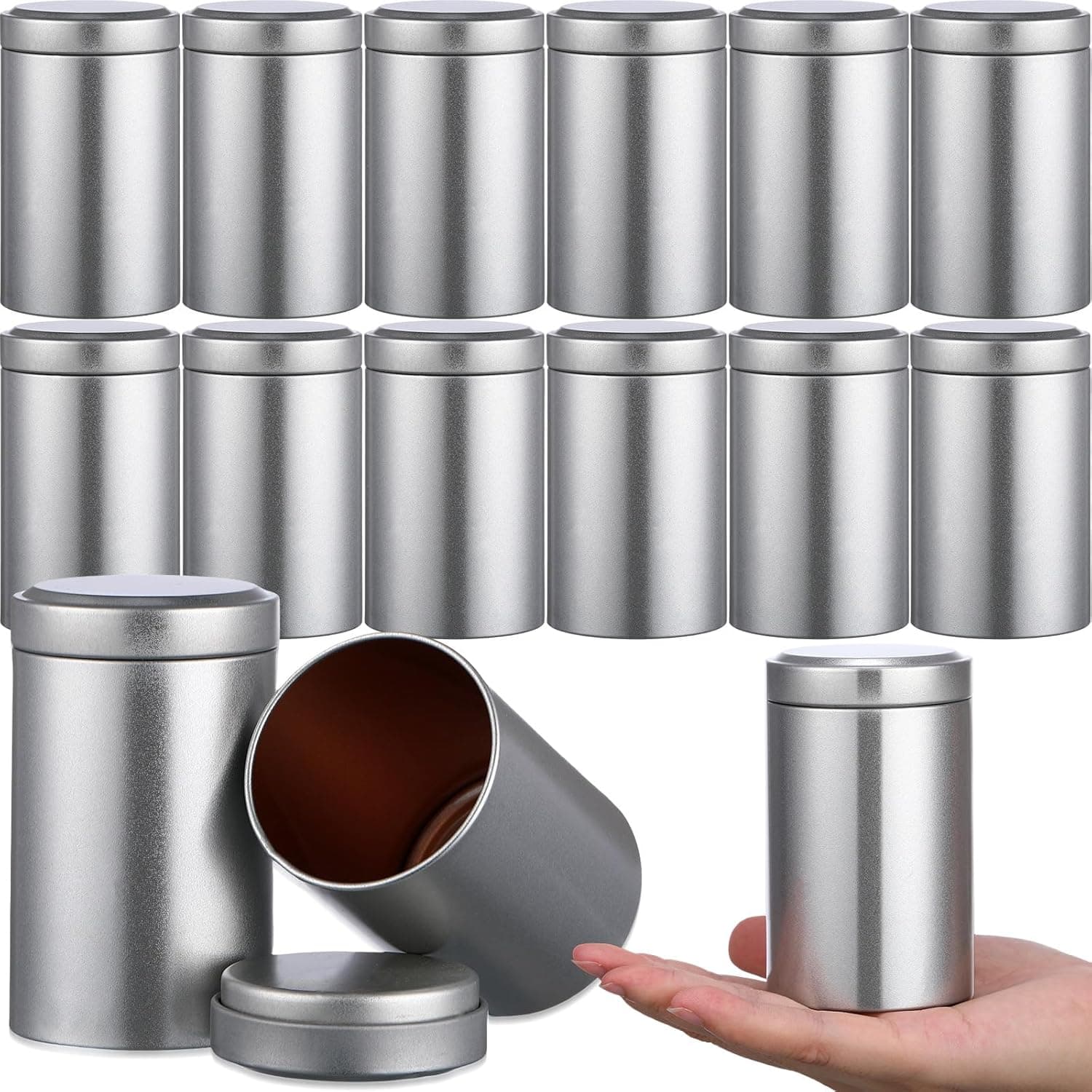 meekoo 18 Pcs Tea Tins Canister for Loose Tea 6 oz Airtight with Lids, Silver