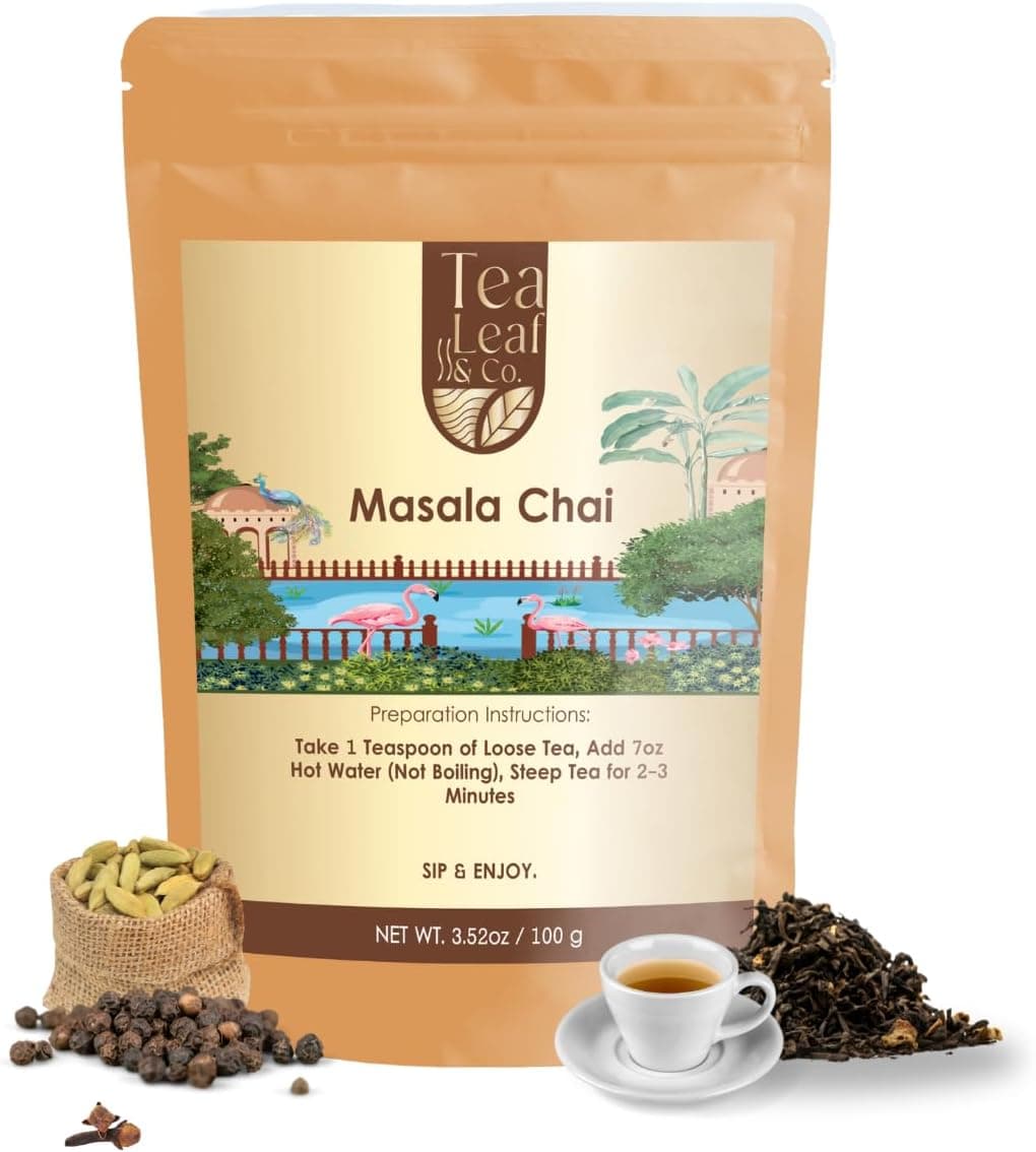 Tealeaf & Co. Masala Chai - Loose Leaf Black Tea with Organic Spices, 3.52oz/100g