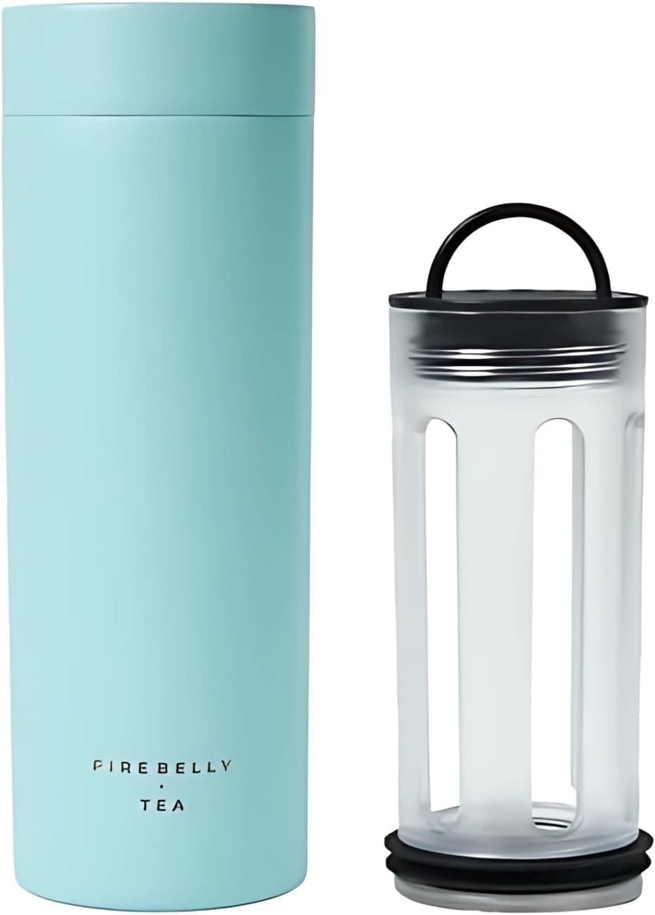 Firebelly Tea Travel Tea Infuser Mug with Strainer, Insulated Stainless Steel Thermos