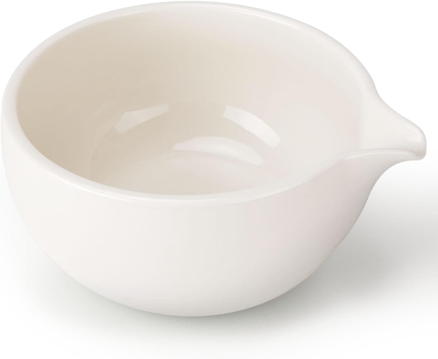 Joiish Matcha Bowl with Spout, Ceramic Matcha Tea Bowl (Chawan), Traditional Mixing Bowl, Ivory White, 18 Ounce