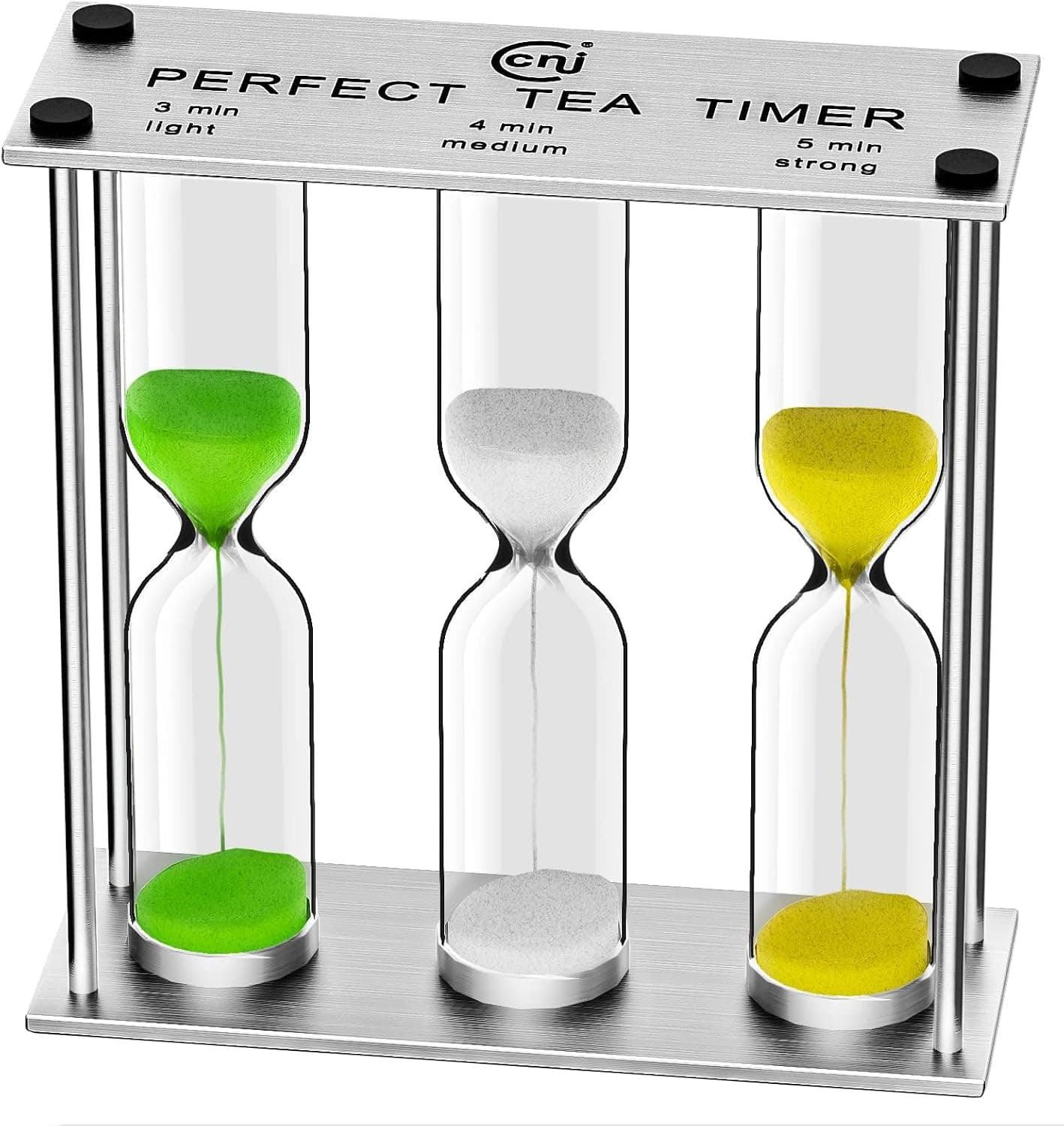 Tea Timer 3-4-5 Minute Sand, Metal Frame Hourglass Timer, Stainless Steel Mini Trio