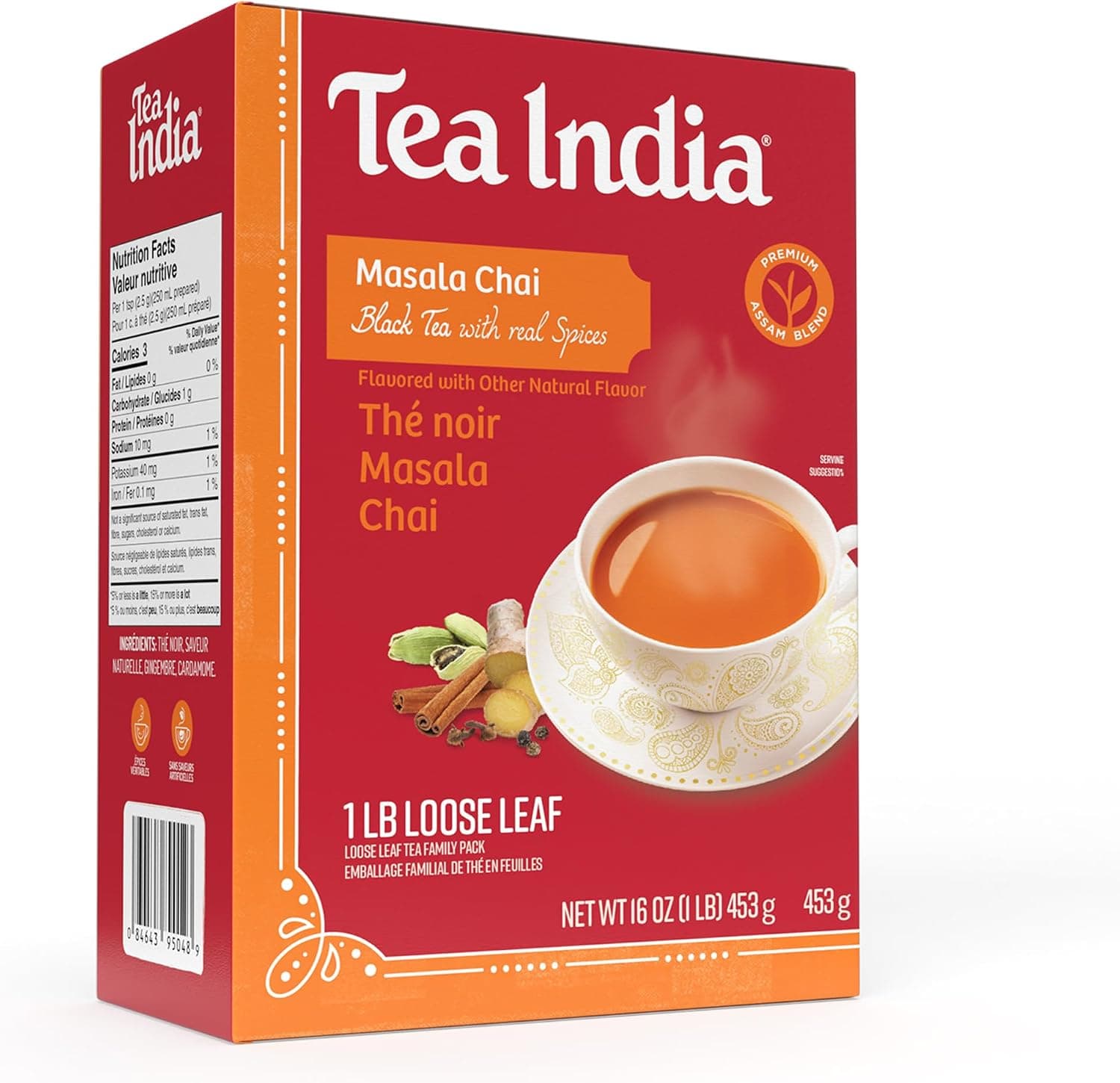 Tea India Masala Loose Leaf Chai Tea - Black Tea Blend, Full-Bodied, 1LB