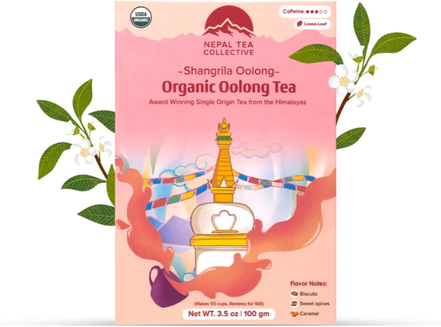 NEPAL TEA Organic Loose Leaf Oolong Tea - Shangri-La Oolong - 3.5oz /100g