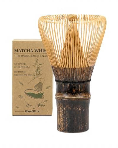 GleeNflux Matcha Whisk (Chasen), 100-Prong Purple Bamboo, Handmade | Dark Natural Grain, Hand-Polished Two-Tone Finish, Matcha Stirring Tool, Tea Ritual Accessory & Gift for Tea Lovers