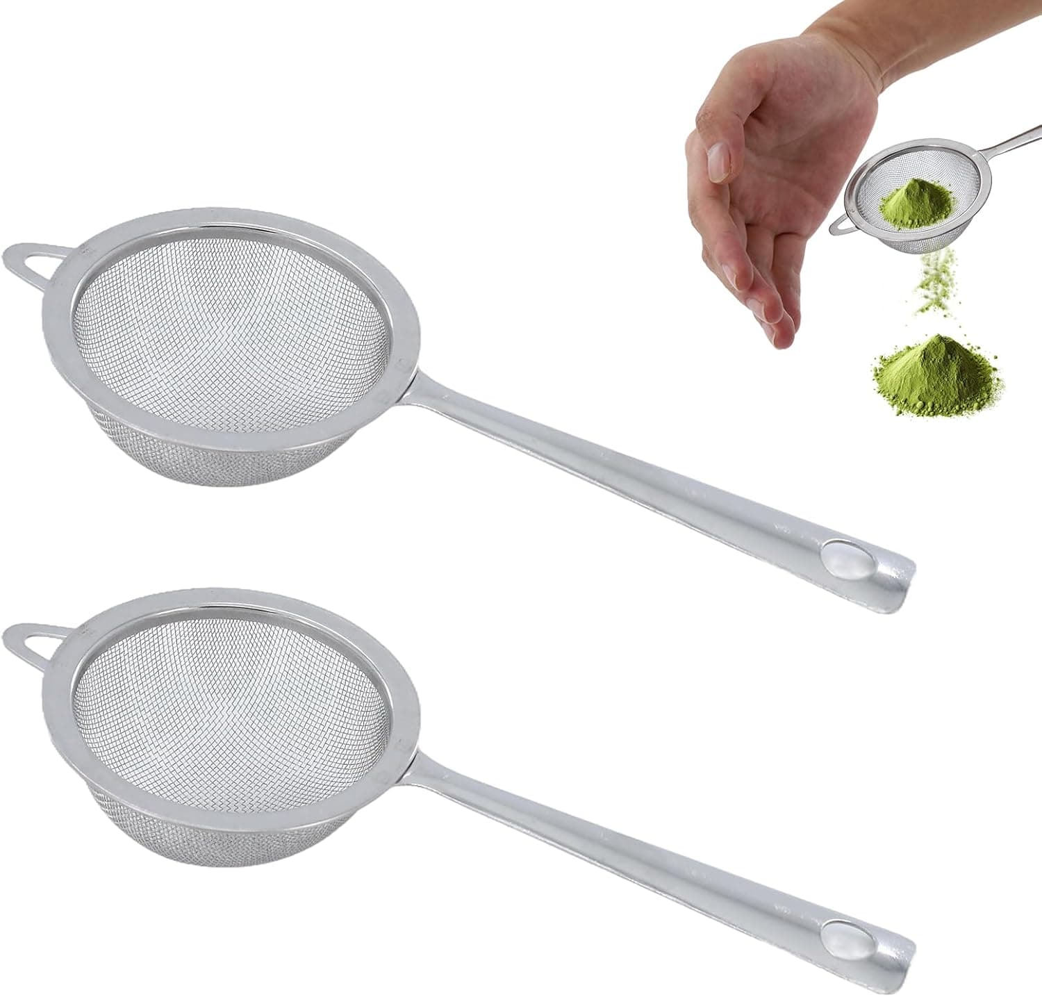 2 PCS Matcha Sifter, Stainless Steel Matcha Sieve Hand Small Mini Tea Strainer Fine Mesh
