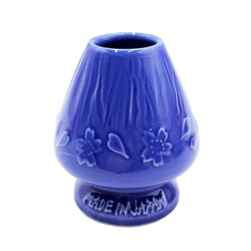 Waraku Fuuka Japanese Tea Matcha Bamboo Whisk Holder Stand Chasen Naoshi Tea Accessory Porcelain Fuji Design (Blue)